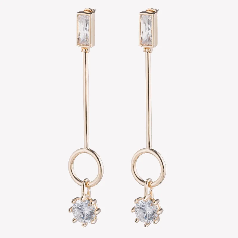 rhinestone earrings for women -BAGUETTE ESTATE LINE EARRINGS