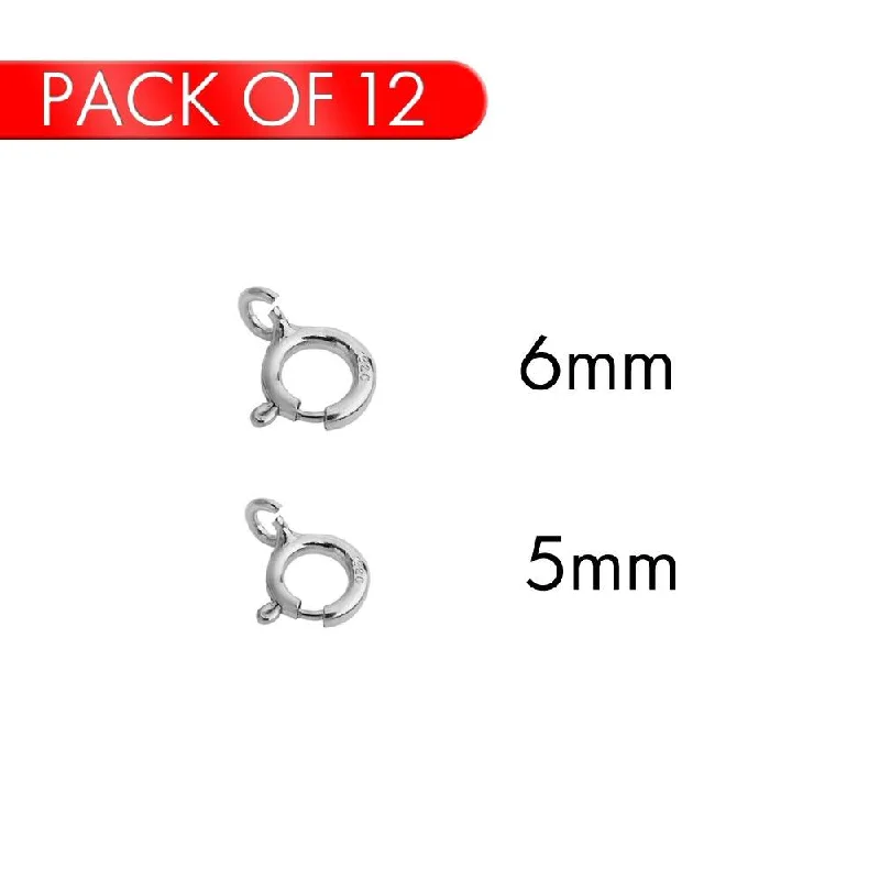 black diamond rings -Rhodium Plated 925 Sterling Silver Round Spring Clasp - CLASP01RH (PK of 12)