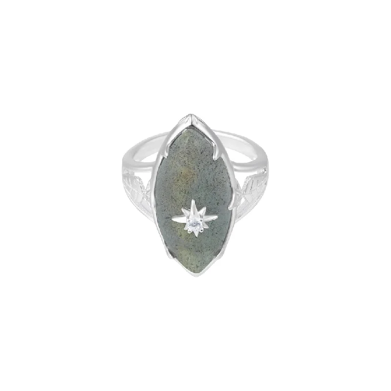 statement gold necklaces for women -Marquis Labradorite Cocktail Ring with Star Center .925 sterling silver