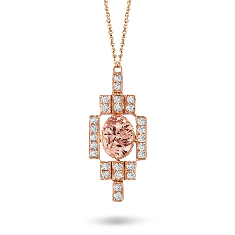 sparkling necklaces for women -Morganite and Diamond Necklace