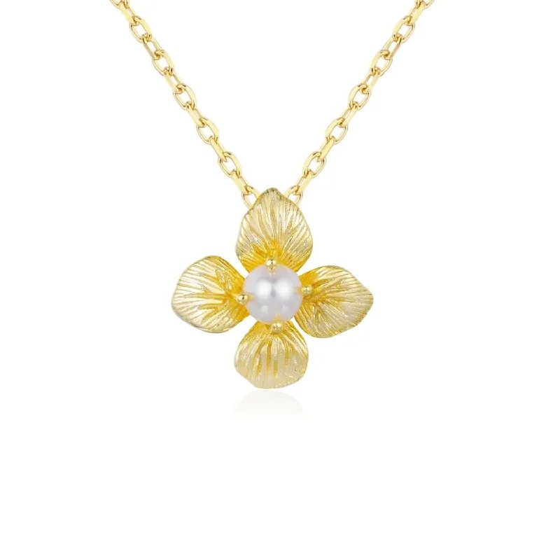 pearl drop necklaces for women -Gossamer Petal Pearl Necklace (Yellow Gold)