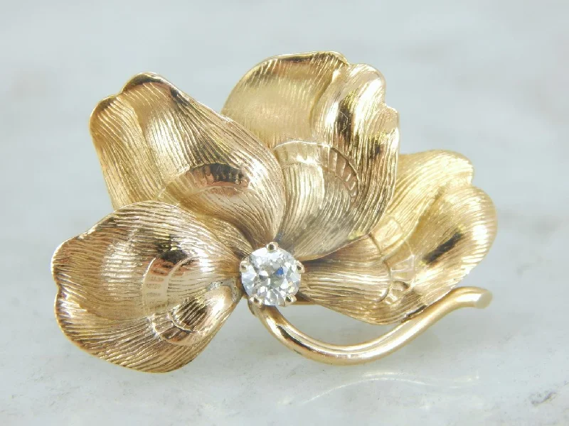 Lucky Four Leaf Clover Brooch with Diamond Detail