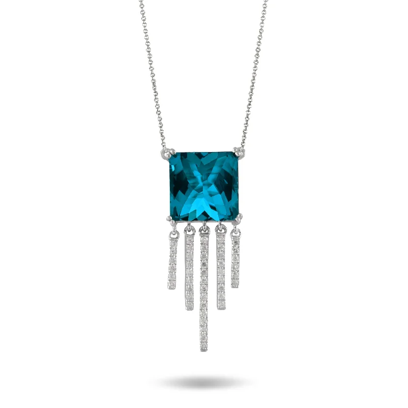 stunning necklaces for women -London Blue Topaz and Diamond Necklace