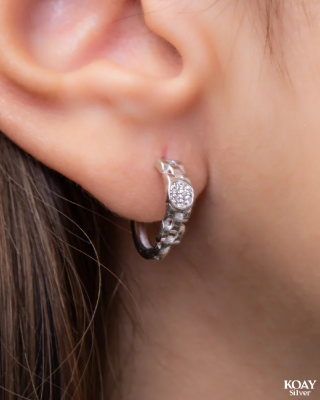 drop earrings for women -Zircon Hoop Earrings (029)