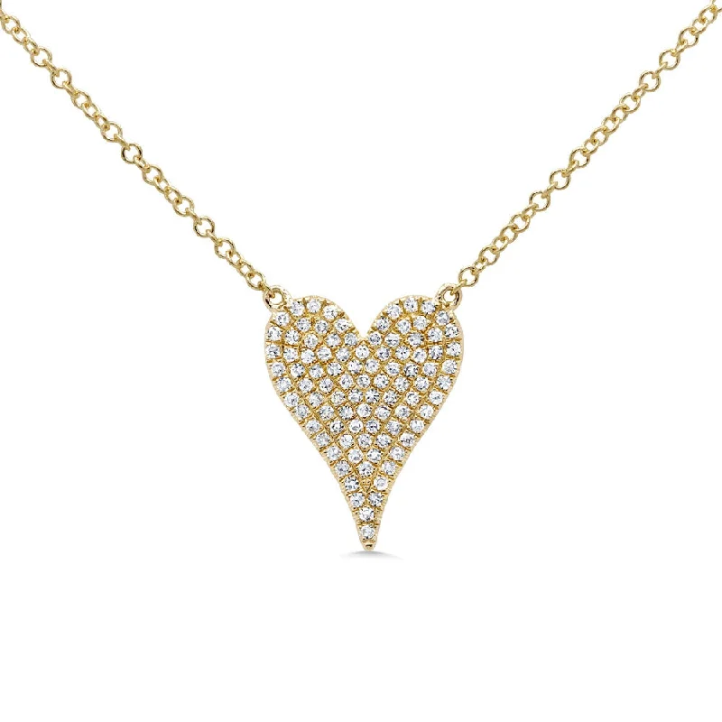 engraved silver necklaces for women -Diamond Heart Necklace