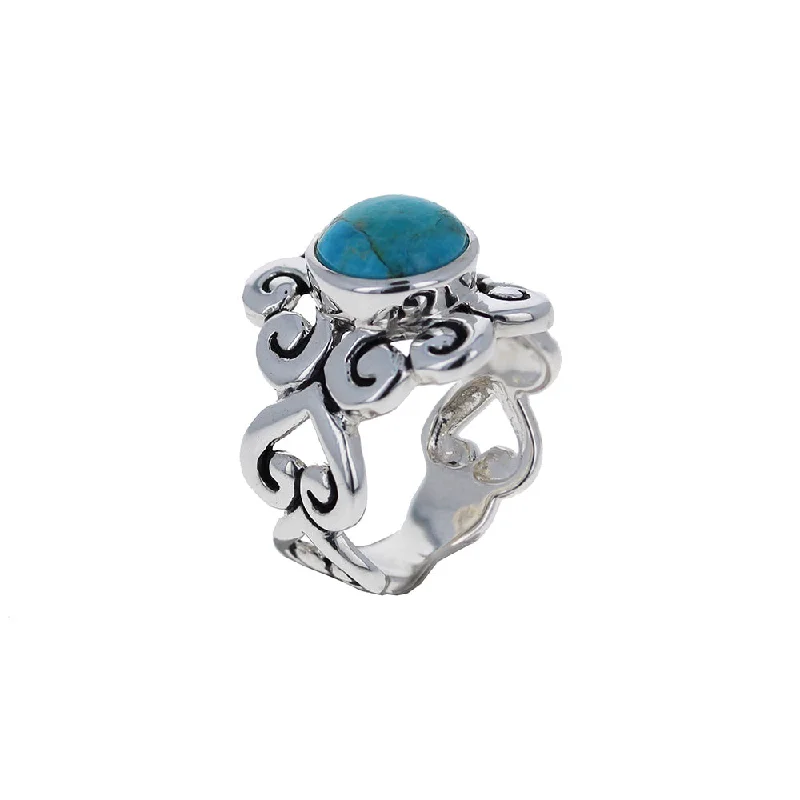 personalized rings for women -French Cut Turquoise Ring