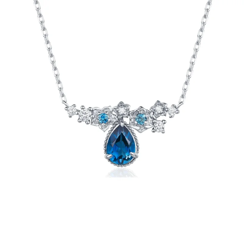 classic pearl necklaces for women -Midnight Veil London Blue Topaz Necklace