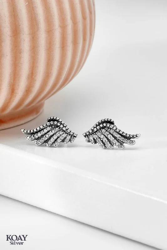 chic earrings for women -Marcasite Wing Earring