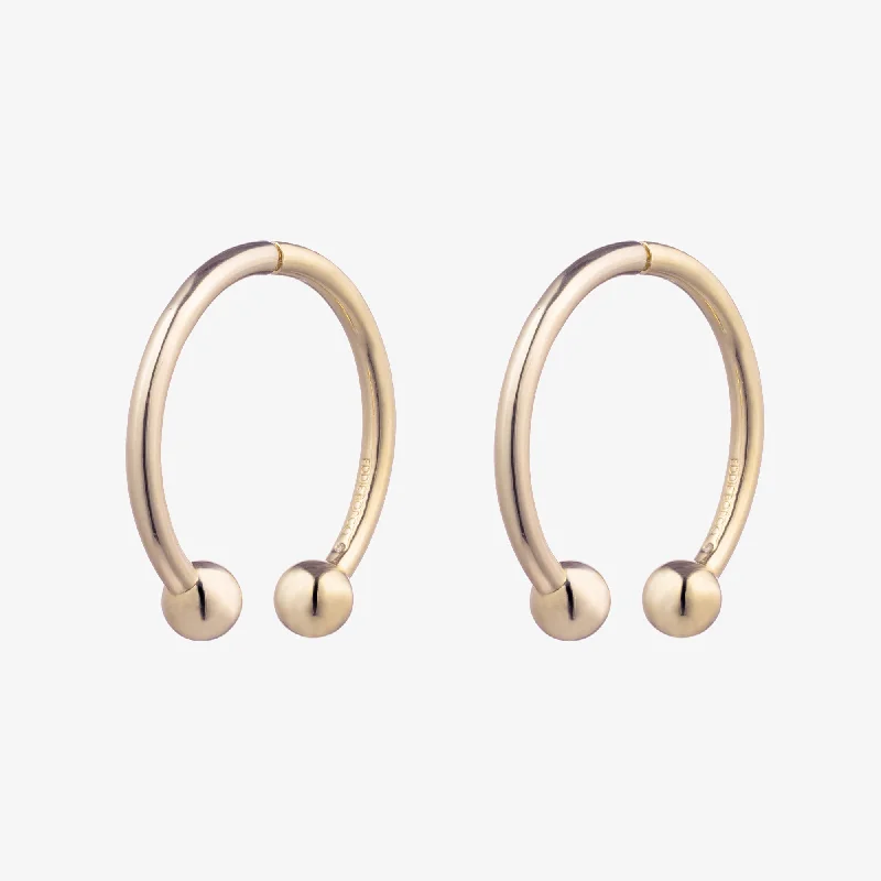 modern earrings for women -BARBELL HOOP EARRINGS