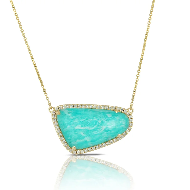 sapphire necklaces for women -Amazonite and Diamond Necklace