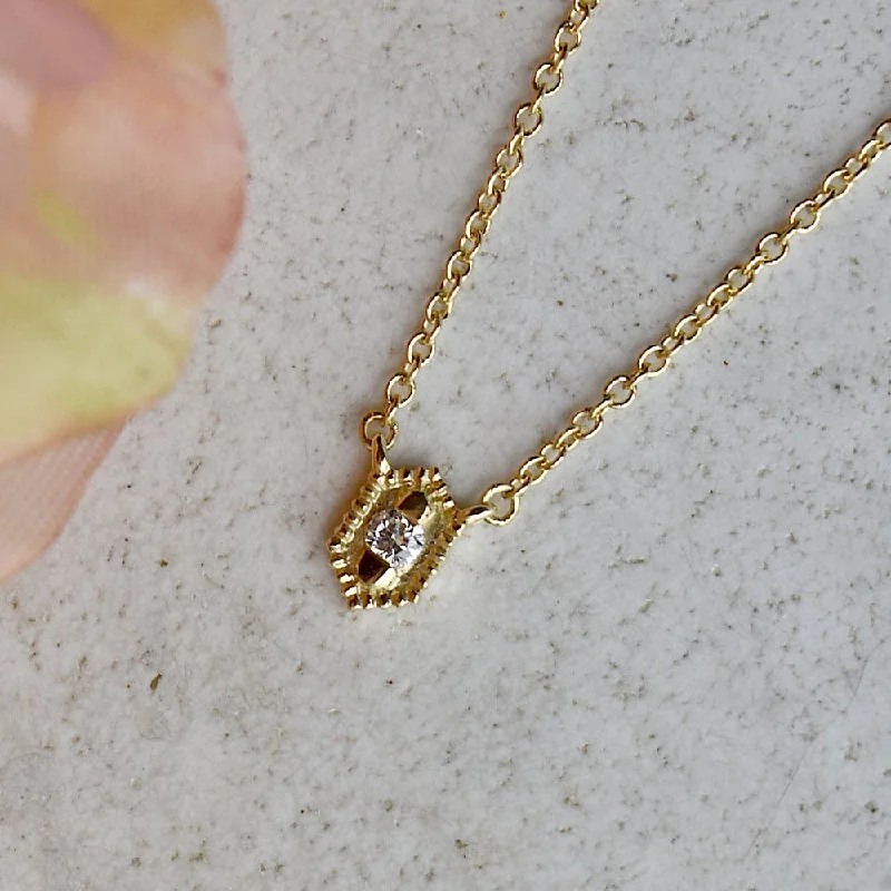 gold bar necklaces for women -Ribbed Relic Hex Necklace