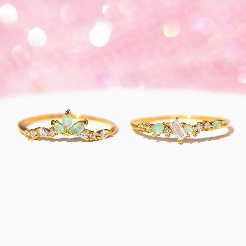 statement rings for women -Mint To Be Ring Set