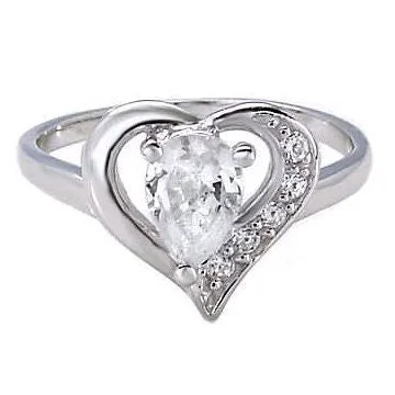 anniversary rings for women -Karina: Heart Shaped Russian Ice Diamond CZ Promise Friendship Ring