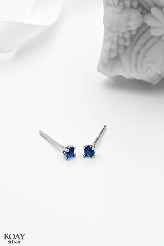 romantic earrings for women -Tiny Blue Zircon Earring