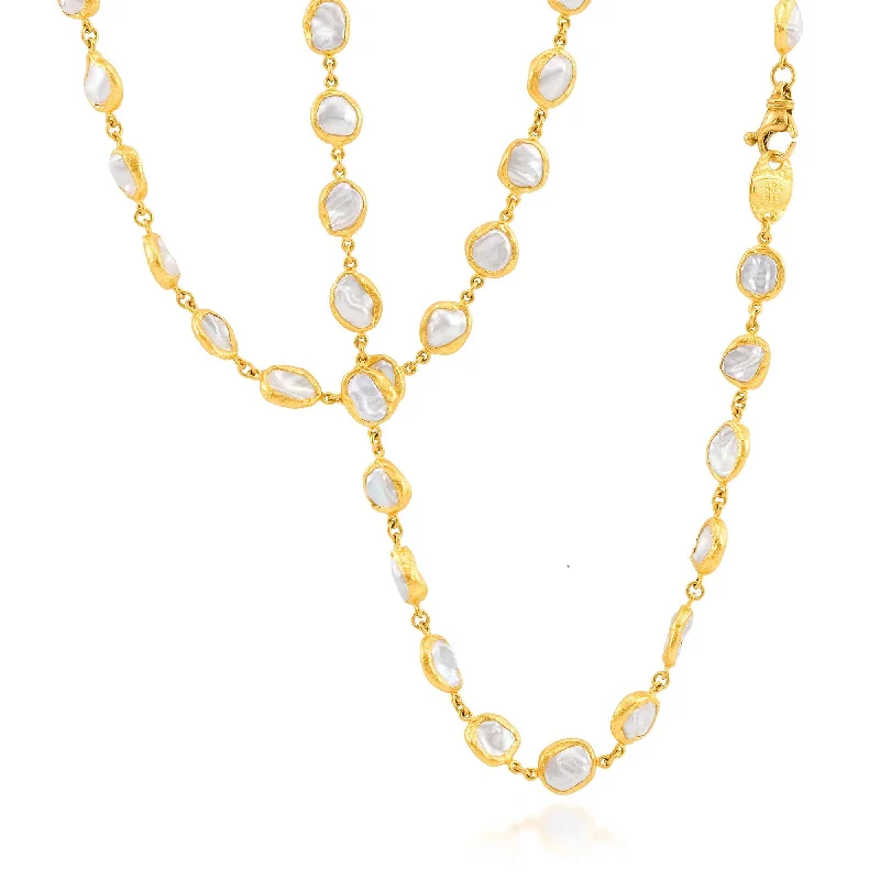 pearl drop necklaces for women -24K Pearl Necklace