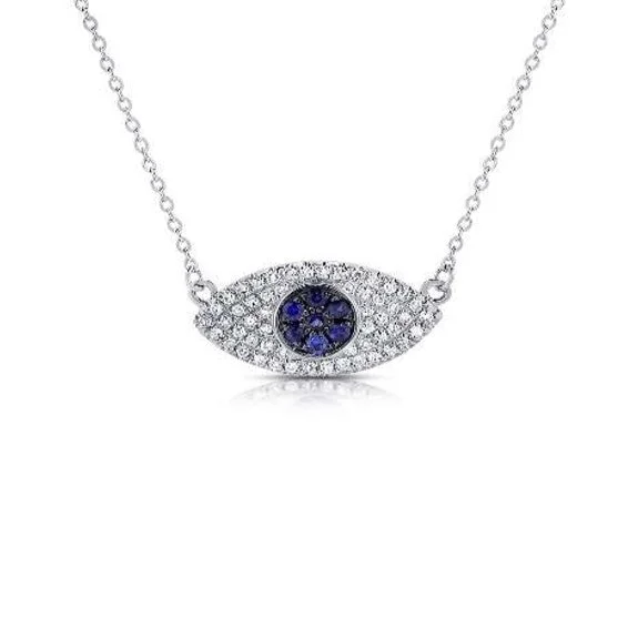 heart-shaped pendant necklaces for women -Diamond Evil Eye Necklace