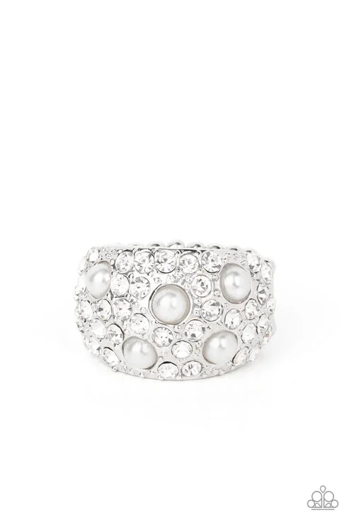 fashion cocktail rings -Gatsby's Girl White Ring