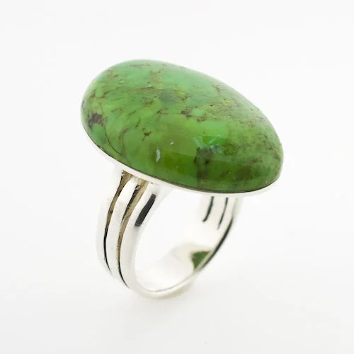 engraved rings for women -Rockin Lime Turquoise Rock Ring