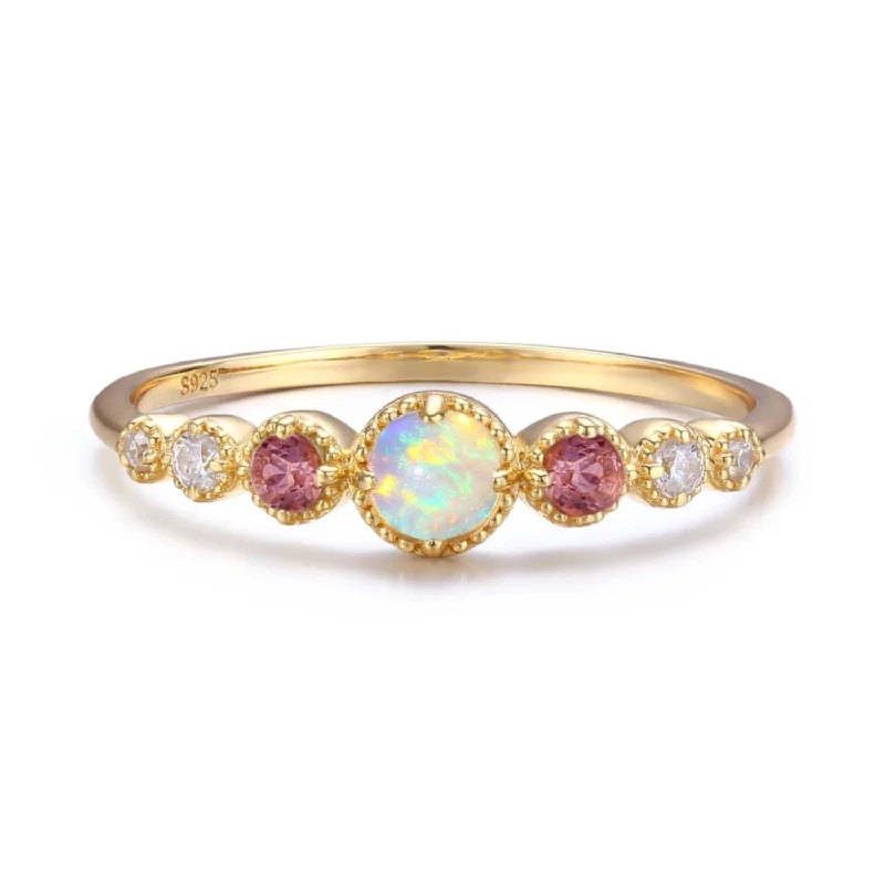 bohemian style necklaces for women -Divinity Opal Tourmaline Ring (Yellow Gold)