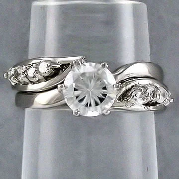 custom engagement rings -Elisa: 1.24ct Ice on Fire Russian CZ Wedding Ring Set 925 Silver