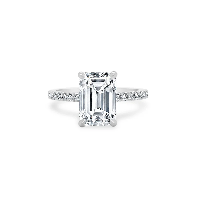 sparkling diamond necklaces for women -Emerald Cut Solitaire on Diamond Band