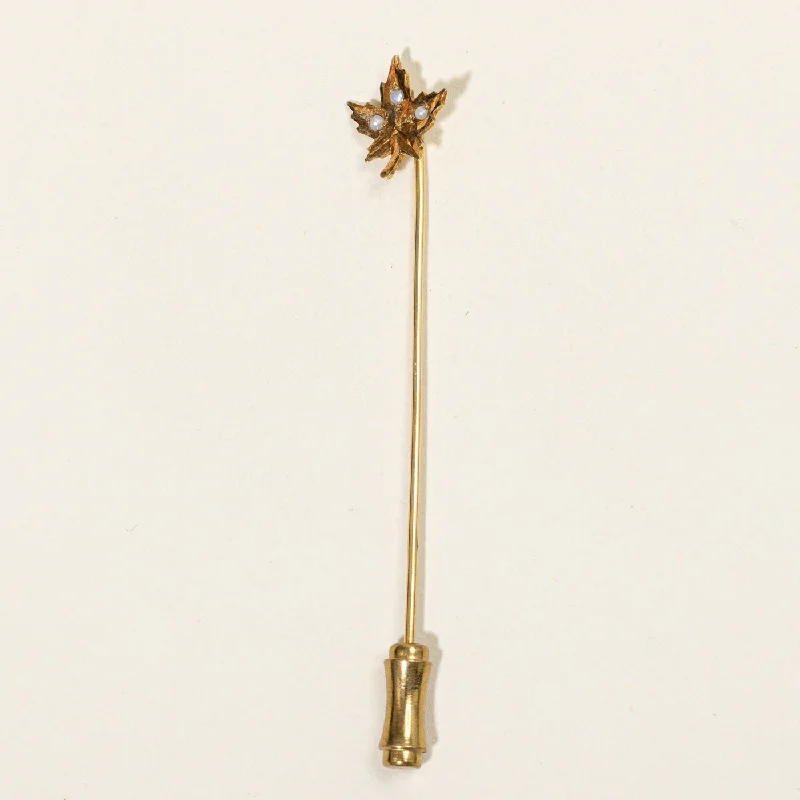 Seed Pearl Maple Leaf Pin