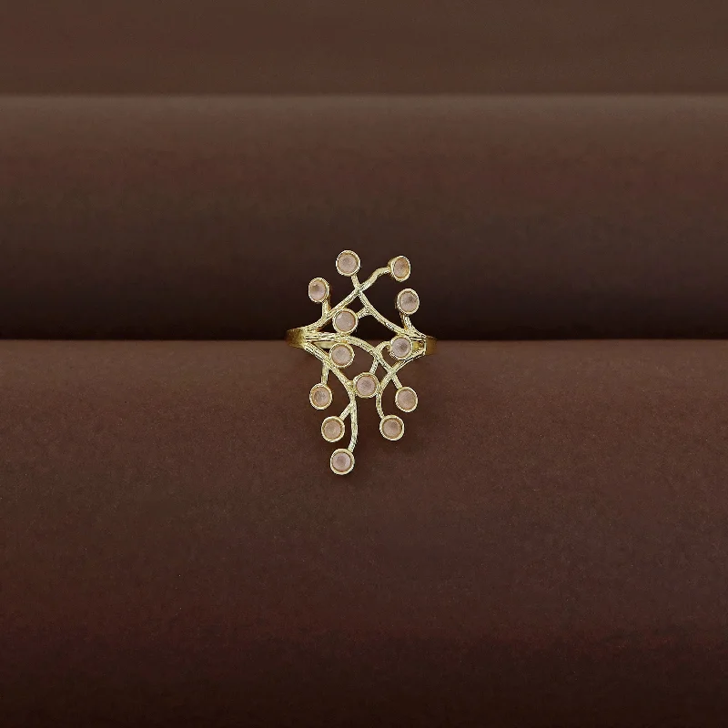 infinity rings for women -Golden Floral Branch Ring