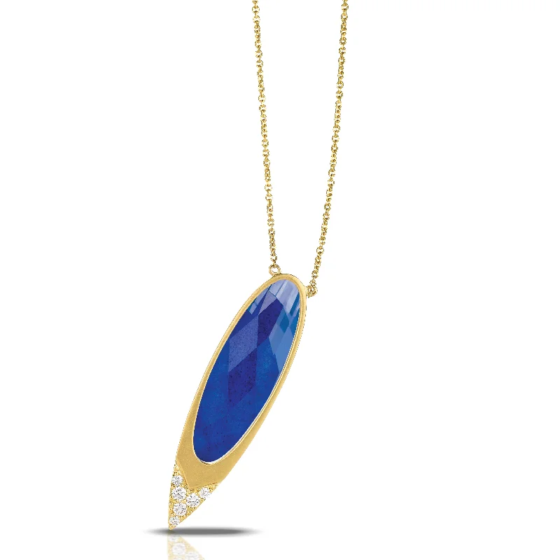 casual necklaces for women -Lapis and Diamond Necklace