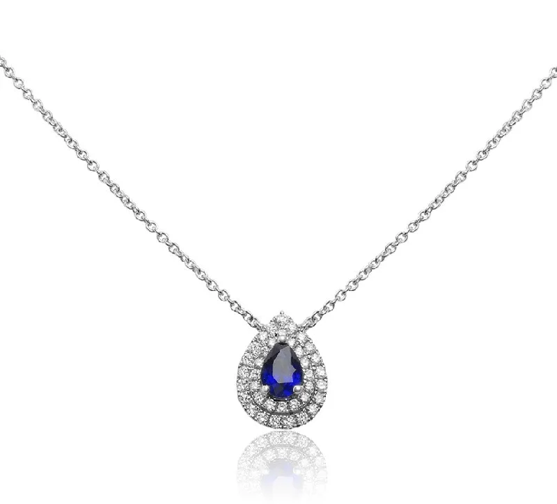 long chain necklaces for women -Sapphire and Diamond Necklace