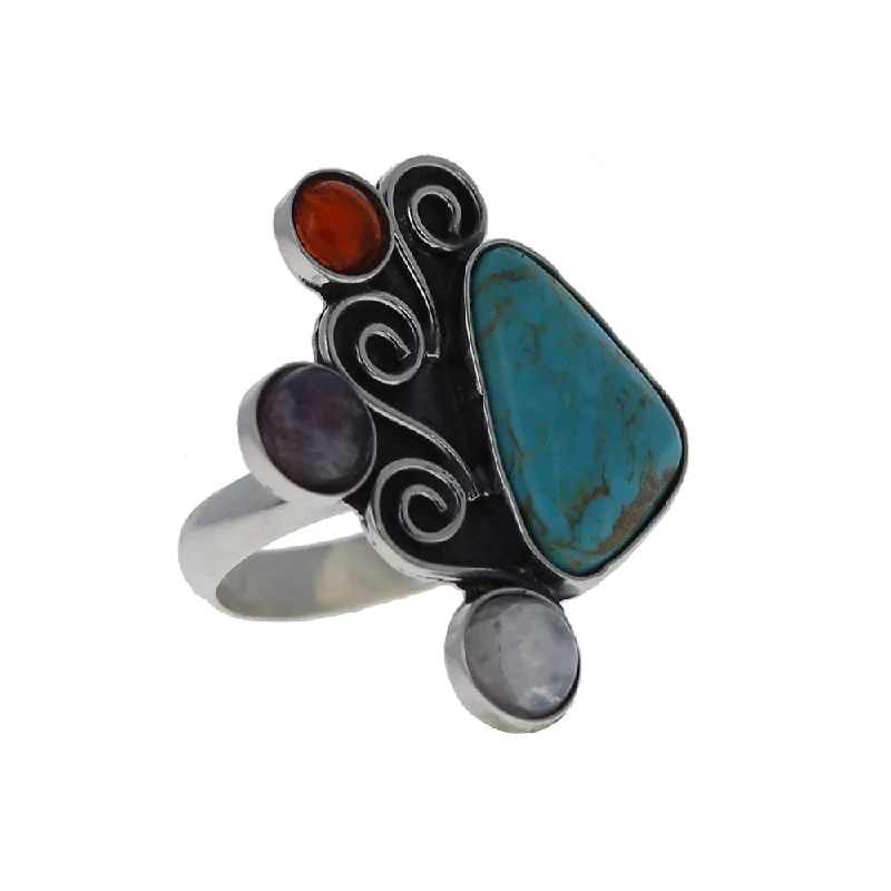 silver statement rings -Art Deco Stone Ring