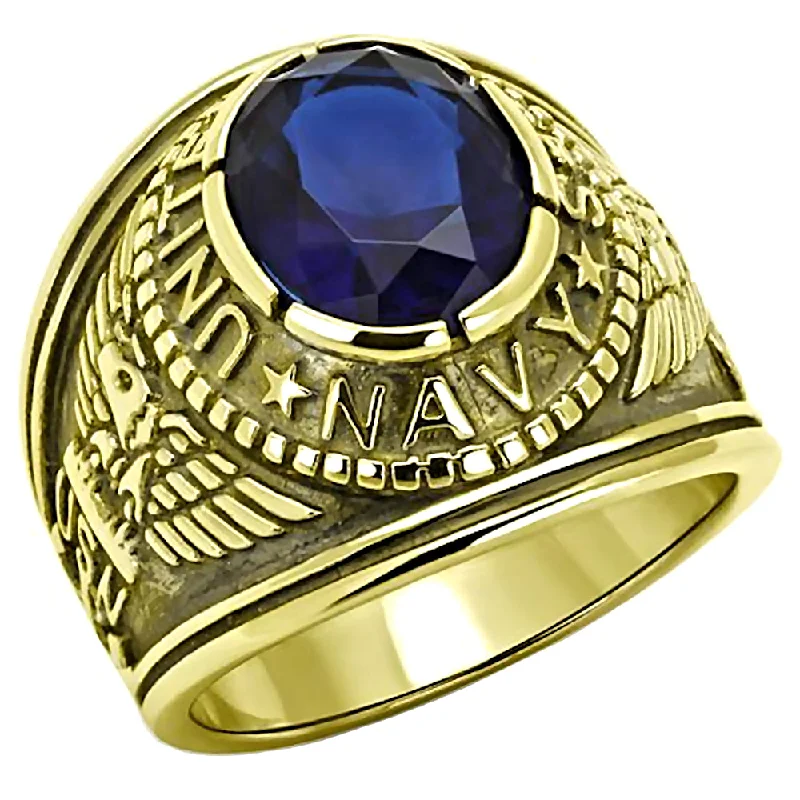 engagement ring sets -Navy G: Mens US Navy Military Service Ring 316L Steel & IP 14K Gold