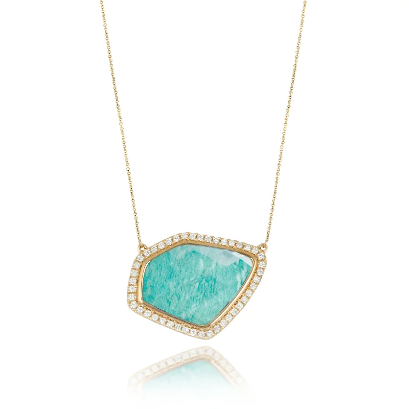 fashion necklaces for women -Amazonite and Diamond Necklace