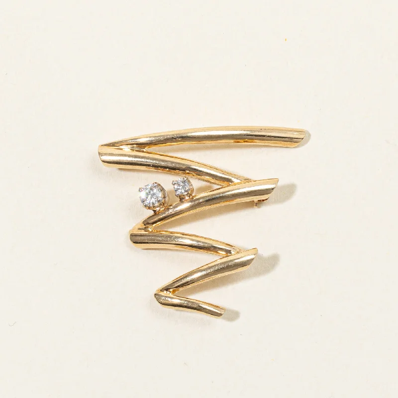 Diamond Cursive Brooch | 0.20ctw |