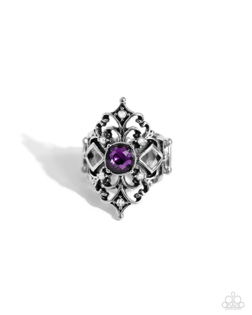 gold rings for women -Iconic Insignia Purple Ring