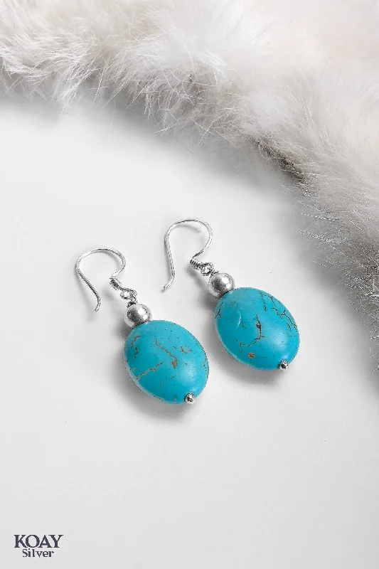 gold drop earrings for women -Turquoise Stone Earring