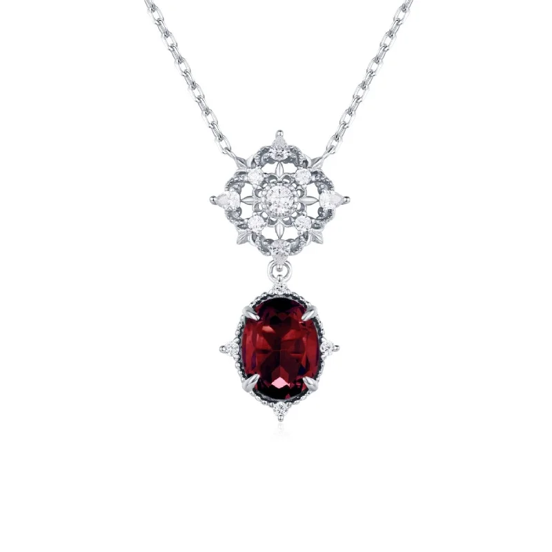 sparkling diamond necklaces for women -Eternal Orbit Mozambique Garnet Necklace