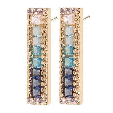 luxury diamond earrings for women -Vita Gradient Blue Gemstone Bar Earrings