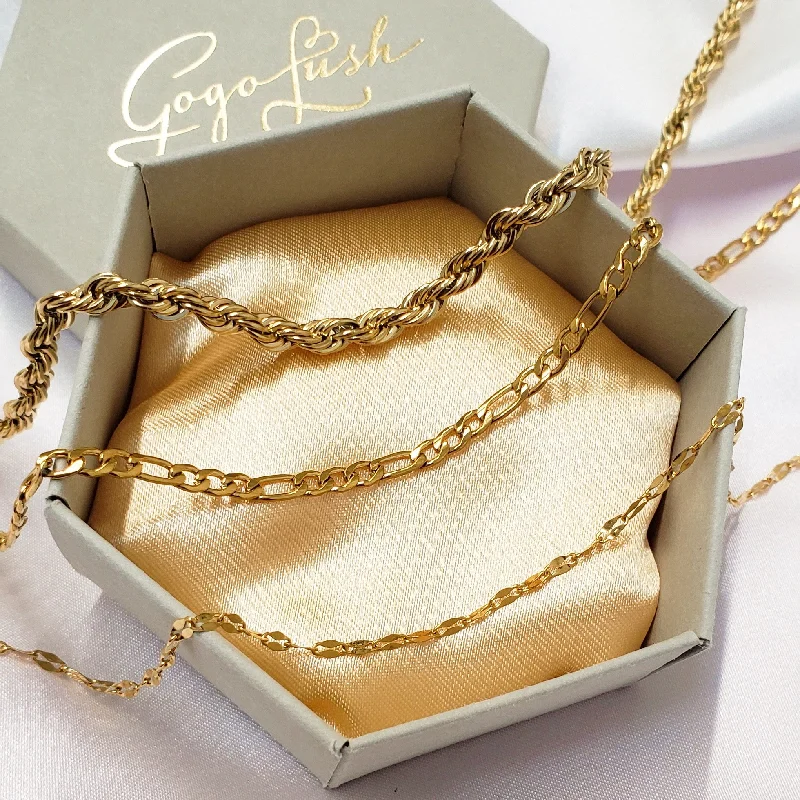 stylish pendant necklaces for women -Gold Triple Layered Chain Set