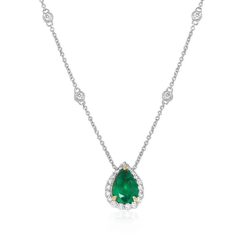 fashion pendant necklaces for women -Emerald and Diamond Necklace