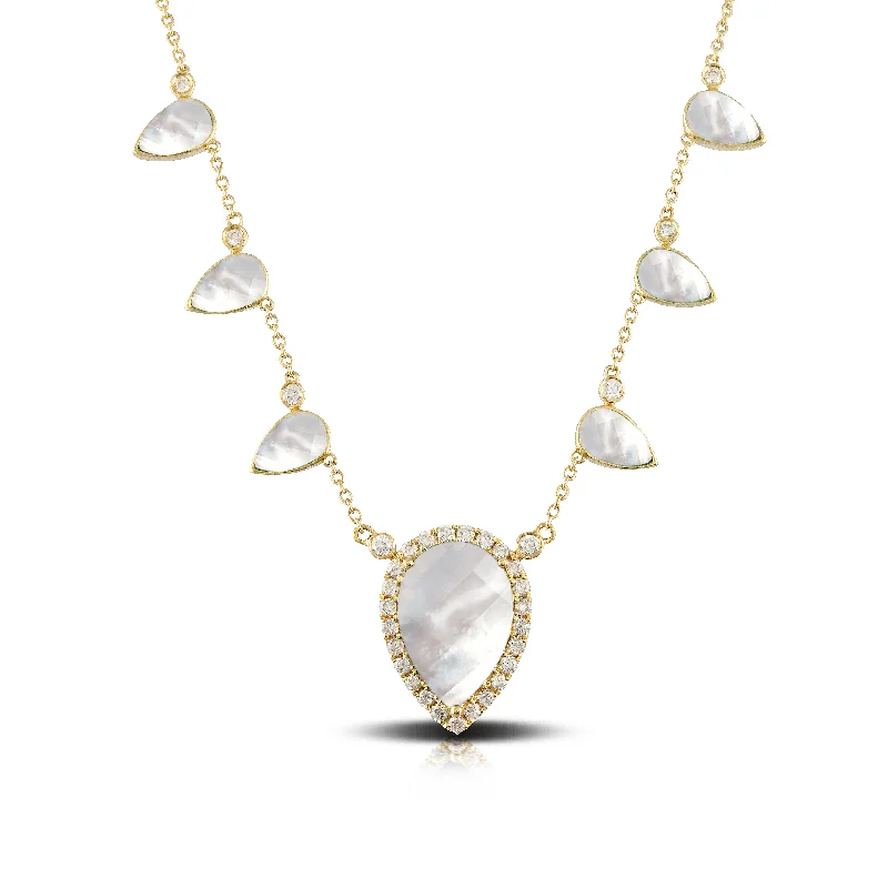 crystal drop necklaces for women -Mother of Pearl and Diamond Necklace