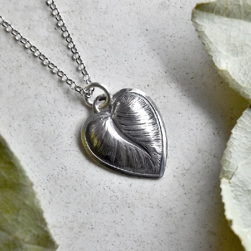 gold necklace sets for women -'Leaf/Heart' Die Struck Silver Necklace