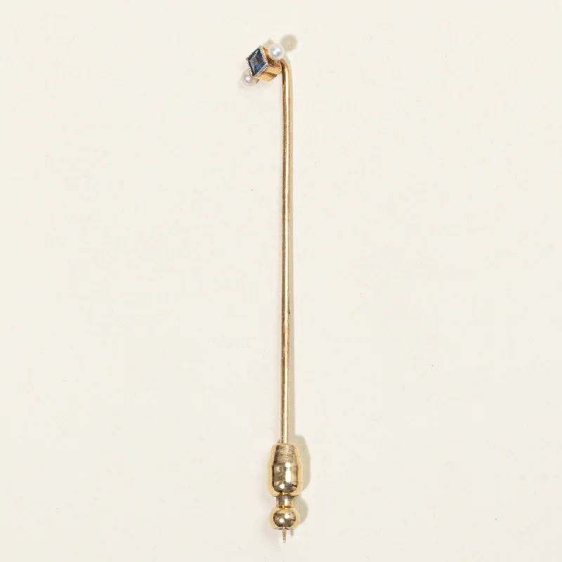 Sapphire & Seed Pearl Pin | 0.15ct |