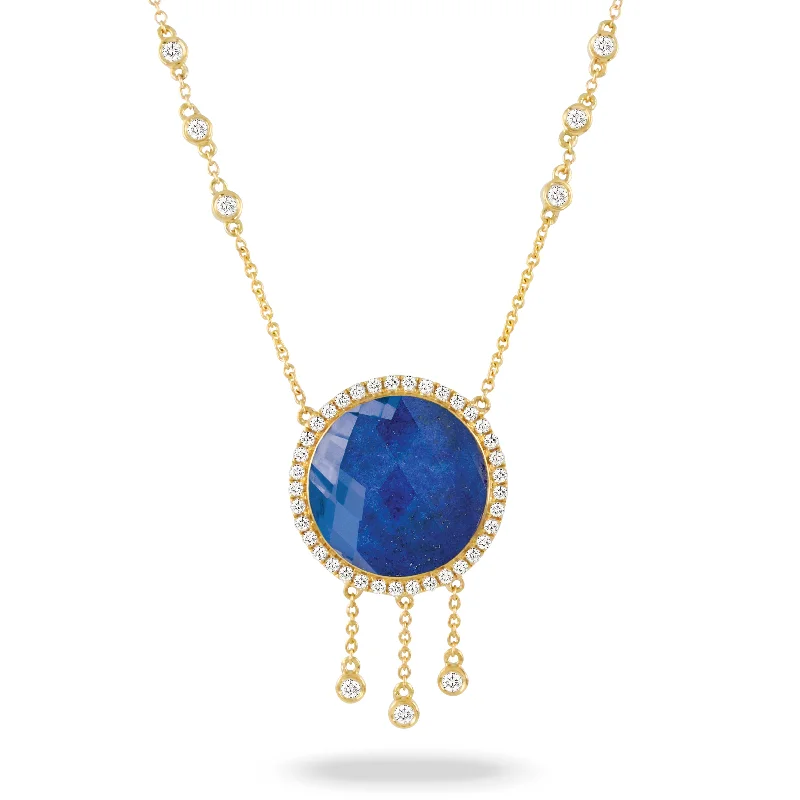 personalized pendant necklaces for women -Lapis and Diamond Necklace