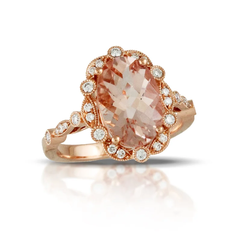 personalized necklaces for women -Morganite and Diamond Ring