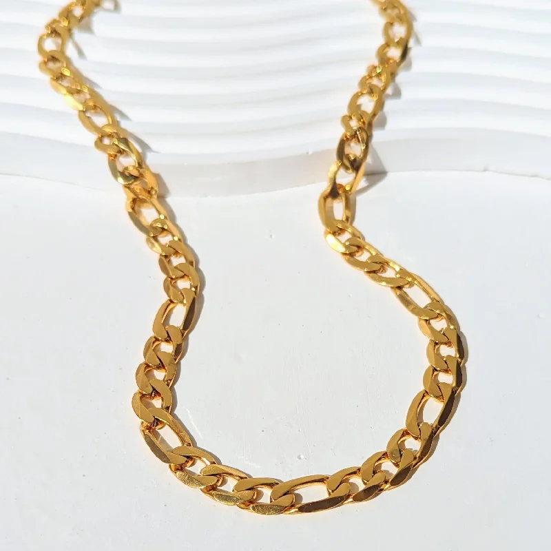 fashion pendant necklaces for women -Men's Gold Figaro Chain Necklace