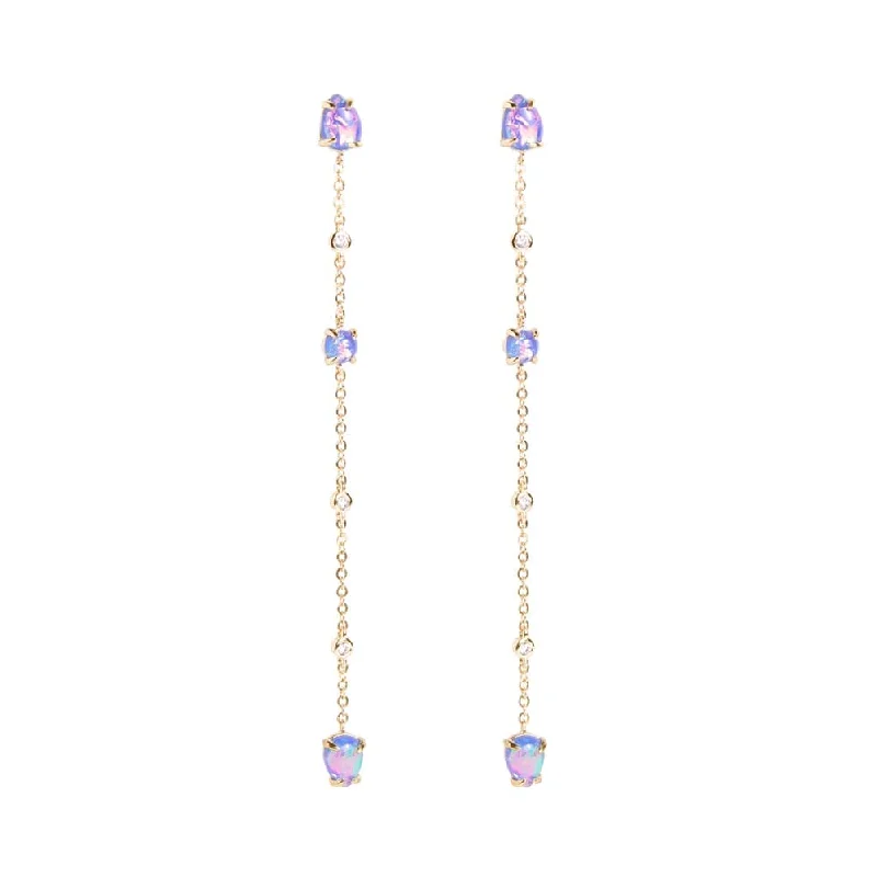 boho earrings for women -Ophelia Cascading Opal and Crystal Drop Earrings