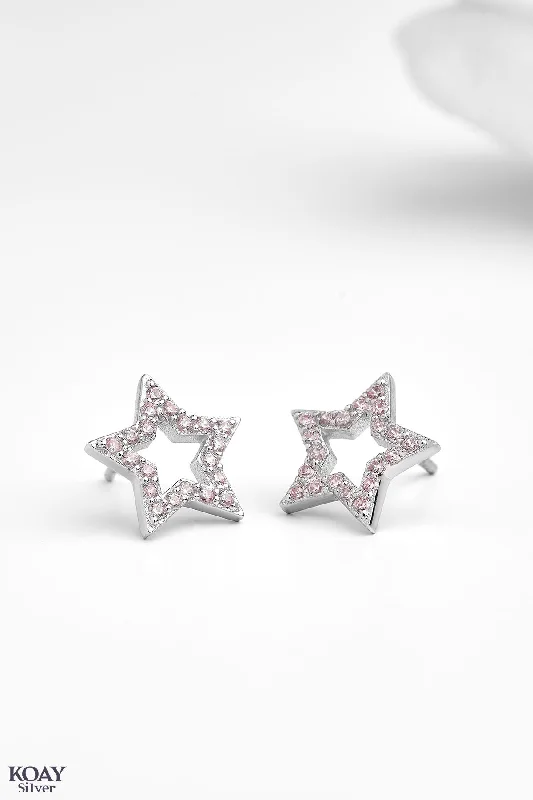 minimal earrings for women -Single Zircon Rose Star Earring