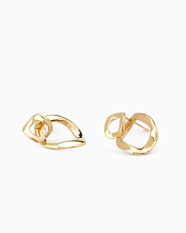 hoop earrings with diamonds -Curve Earrings Front and Back | Gold