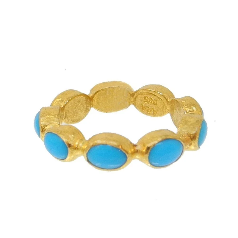 engraved gold necklaces for women -24K Turquoise Eternity Ring