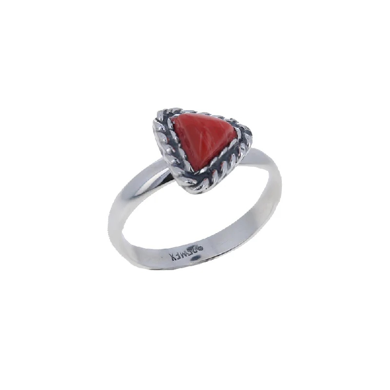 gemstone engagement rings for women -Coral Triangle Ring